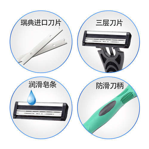 MAX three-layer stainless steel rotating razor head Razor blade manual razor disposable razor blade OPP packing