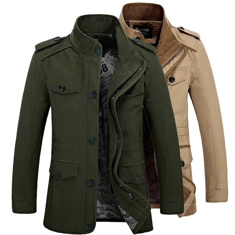 Chaqueta casual para hombre de primavera y otoño transfronteriza más algodón de tamaño medio para hombre cazadora lavada Chaqueta de algodón de mediana edad ropa para hombre