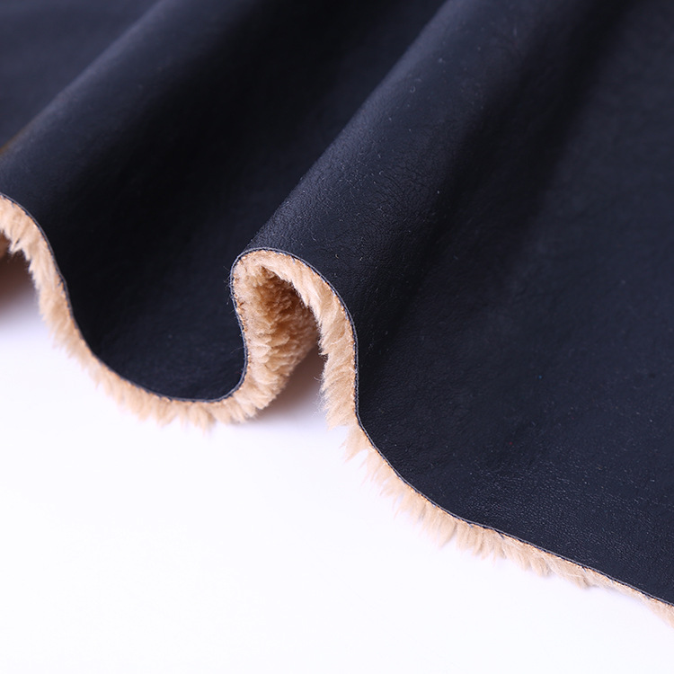 厂家供应PU皮革复合北极绒面料 PU皮革复合面料打底裤用布批发
