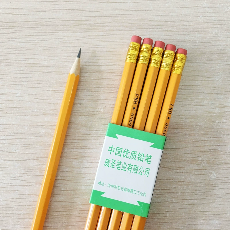 Pencil HB с резинкой, школьные канцелярские подарки, жёлтый шестигранный деревянный карандаш, чёрная графитовая стержень
