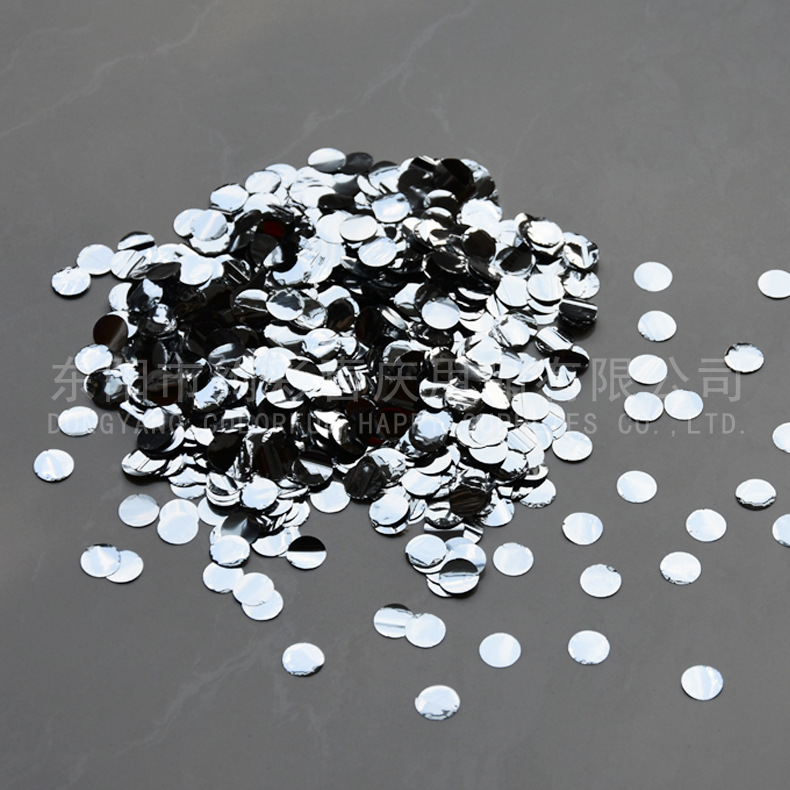 1cm透明乳胶气球填充亮片银色PET膜圆切片DIY波波球圆点亮片批发