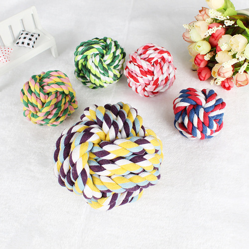 Amazon Pet Supplies Dog Toy Bite Resistant Cotton Rope Ball Teething Cotton Knot Pet Toy
