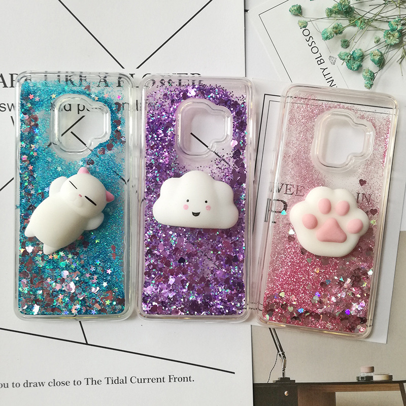 适用三星s6 s7 s8 s9 plus捏捏乐流沙手机壳华为p8/p9 防摔流沙壳