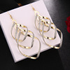 Fashionable metal long earrings with tassels, European style