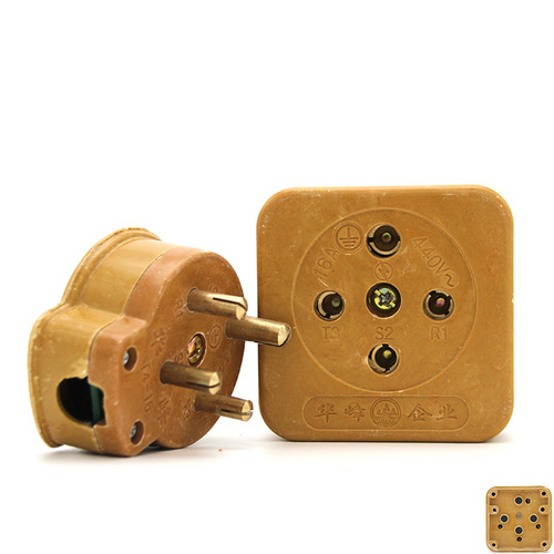 Huafeng three-phase four-wire hole core eye 380V male and female fiberglass industrial plug socket Meifeng 16A25A32A60A