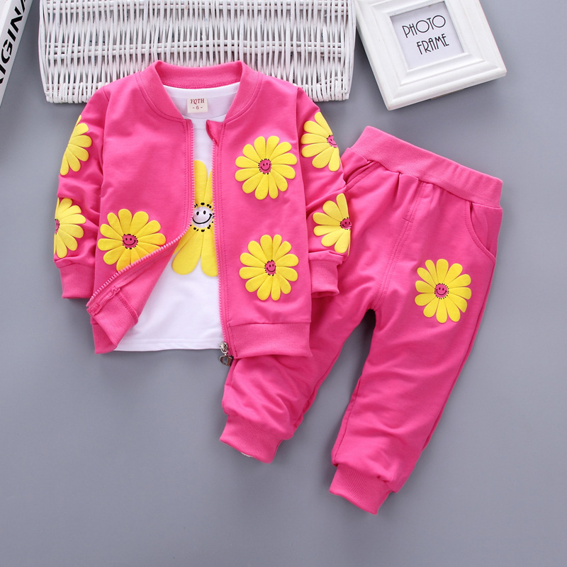 Foreign Trade Spring & Fall Style Baby Girl Kidsren's Three-Piece Spring Clothing Girls New Kidsren's Suit Kidsren's Clothing Spring Clothing Dropshipping