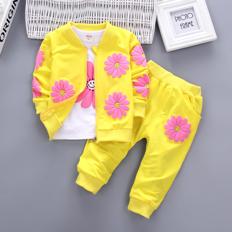 Foreign Trade Spring & Fall Style Baby Girl Kidsren's Three-Piece Spring Clothing Girls New Kidsren's Suit Kidsren's Clothing Spring Clothing Dropshipping