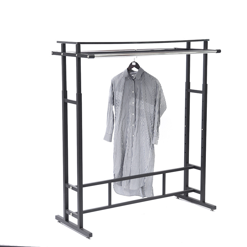 铁艺服装店展示架 家用四杆衣架 落地式挂衣架 双侧挂衣中岛架