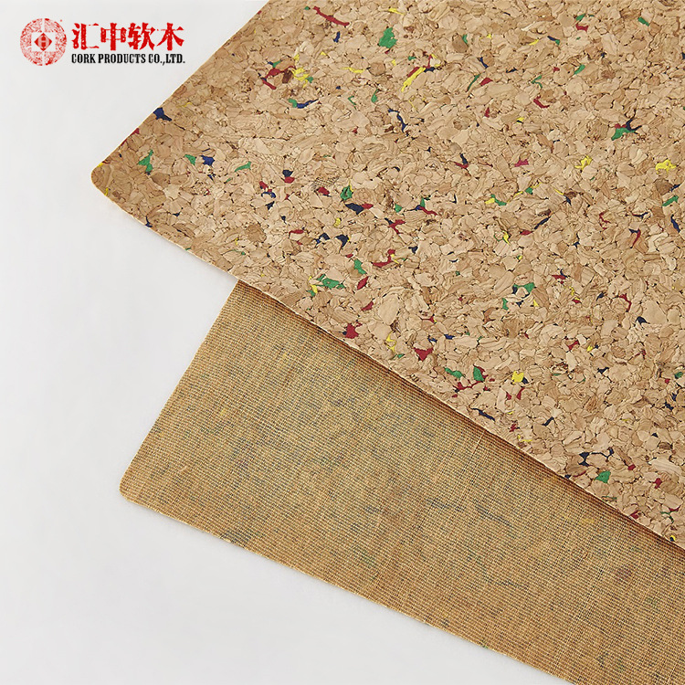 厂家供应EVA颗粒杂混碎花软木布 耐磨抗压天然原木彩色软木布料