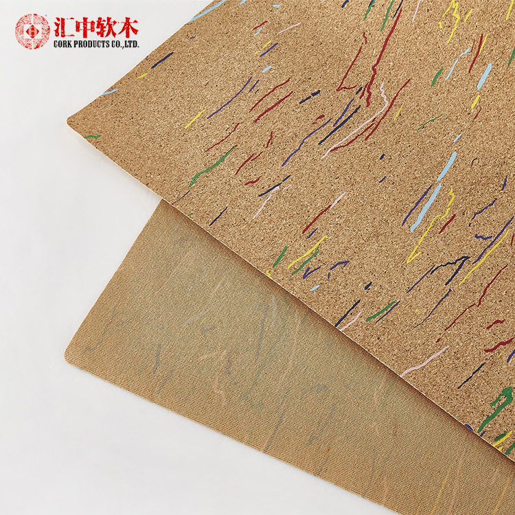 现货供应细颗粒彩条瑜伽垫软木布 天然鞋材手袋天然软木面料