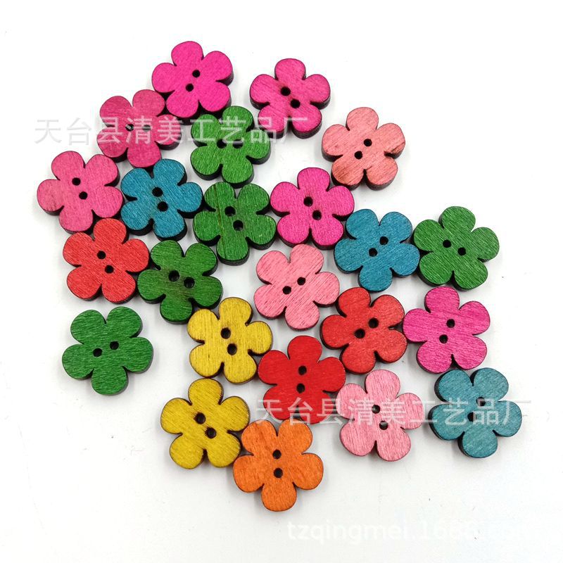 DIY estilo retro botones de ciruela de madera de 18mm colorido retro cinco pequeños botones de ciruela