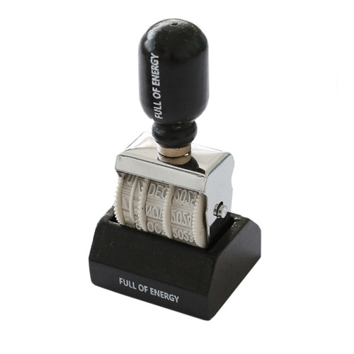 MT-3 Korea Full of Energy Retro Date Stamp DIY Roller Knob Stamp Pocket Tool