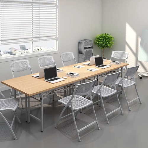 Business office plastic folding chair Exhibition rental hollow backrest foldable computer chair training chair wholesale