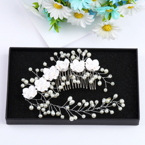 European style exquisite handmade sweet bridal hair accessories small fresh pearl leaves rose dress accessories hair headdress