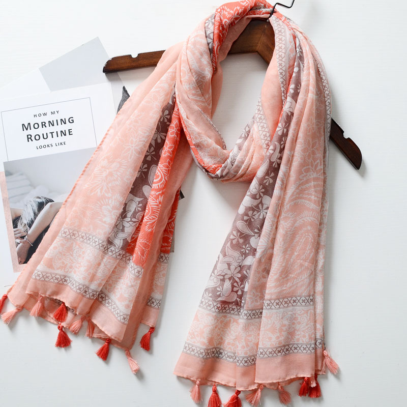 Nuevo estilo japonés artístico fresco bufanda vintage costura bohemio anacardo impreso bufanda hermosa bufanda de protección solar