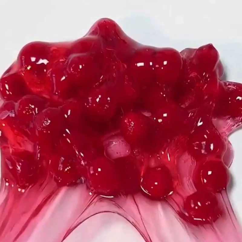 [slime水晶泥红樱桃透明泥戳戳泥棉花泥戳戳泥解压玩具樱桃泥创意]