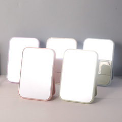 A 1136-inch tall, single-panel, large-sized, plain-colored, foldable vanity mirror with a portable, large square princess mirror