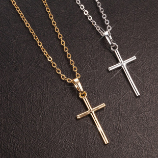 European and American cross-border jewelry cross pendant necklace clavicle chain fashion simple necklace factory wholesale