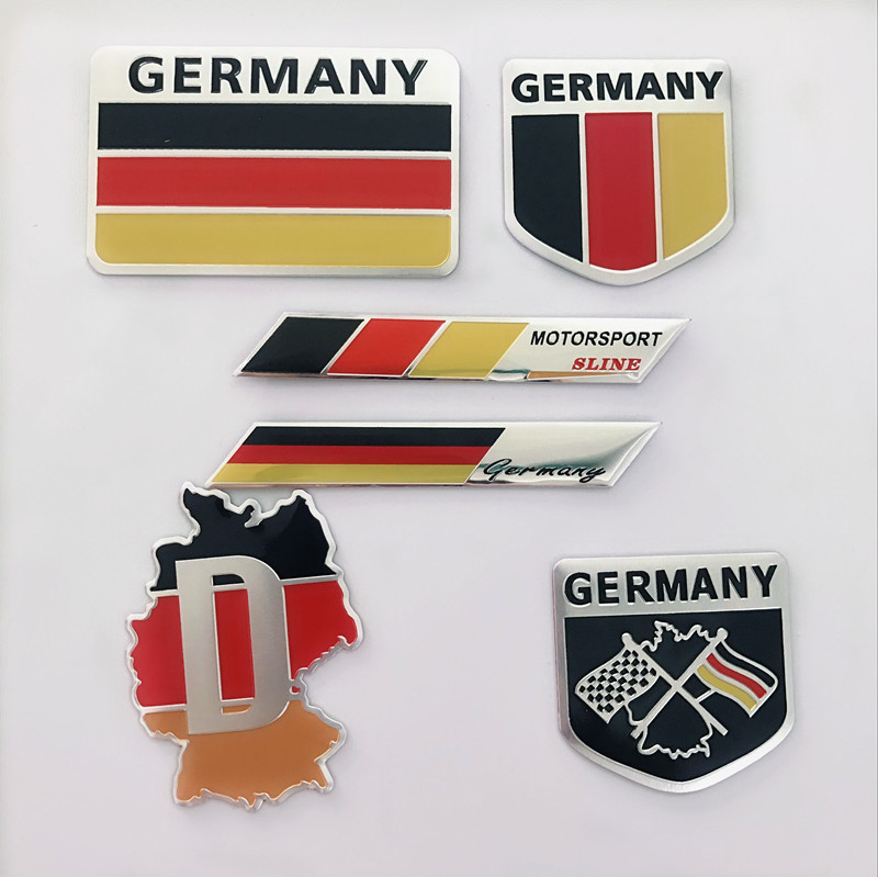 Wholesale Uk, Us, and German Flag Car Stickers, Metal 3D Aluminum Alloy Car Sticker Set, Three-Dimensional Car Logo Car Stickers