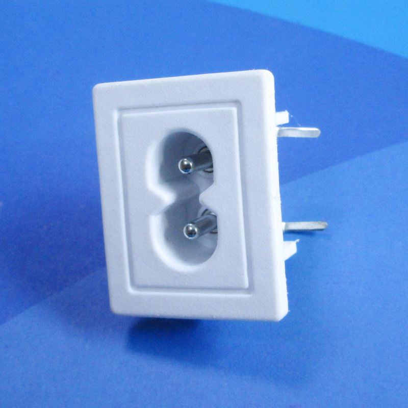 白色大面板两芯八字尾AC电源接口2.5A大8字型适配器输入插座DB-8