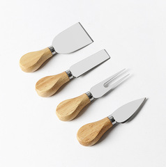 Manufacturer wholesale stainless steel cheese knife cheese wooden handle butter knife pizza knife baking tools cheese set