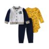 Children's bodysuit, set, spring jacket for early age, 3 piece set, European style, children's clothing