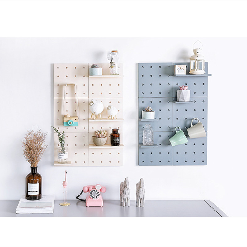 Plástico agujero tablero almacenamiento rack sala de estar cocina dormitorio organización partición pared colgante estante de almacenamiento de pared