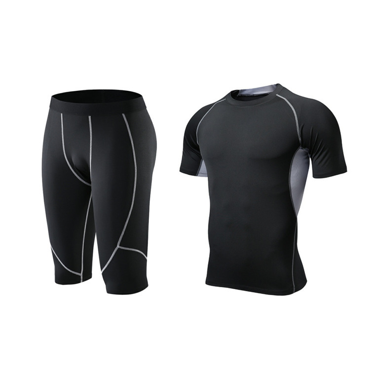 Men's Fitness Running Breathable Sports Tights Basketball Training Quick-Drying Compression Body Shaping Clothing Muscle High-Elastic T-Shirt Men's Fitness Running Breathable Sports Tights Basketball Training Quick-Drying Compression Body Shaping Clothing Muscle High-Elastic T-Shirt