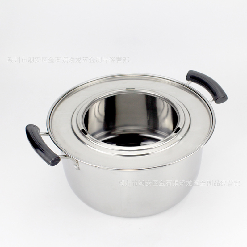 410 stainless steel multi-size steamer bottom pot small steamed dumplings cookware Shaxian snack steamer bottom 30cm
