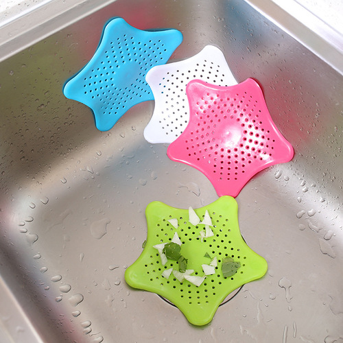 Creative Pentagram Kitchen Sink Drainage Anti-Clogging Strainer Sewer Filter Starfish Silicone Drainage Wholesale 