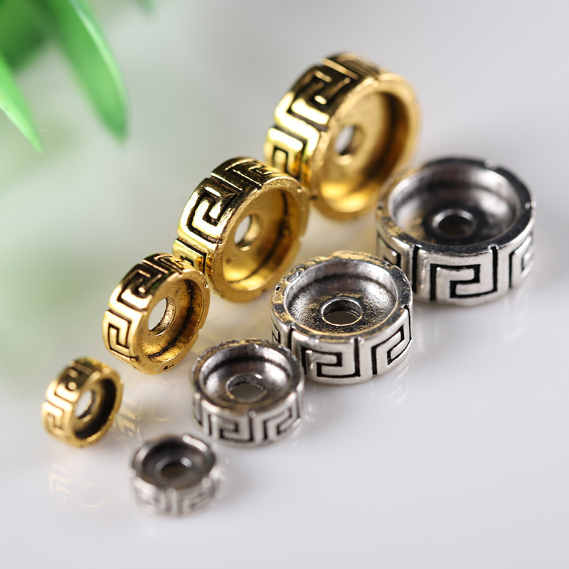 Xizang Ornaments Xizang Silver Alloy Silver Ten Thousand-Character Mantra Character Great Wall Pattern White Copper Spacer Spacer Beads Star and Moon Rudraksha DIY Accessories Xizang Ornaments Xizang Silver Alloy Silver Ten Thousand-Character Mantra Character Great Wall Pattern White Copper Spacer Spacer Beads Star and Moon Rudraksha DIY Accessories