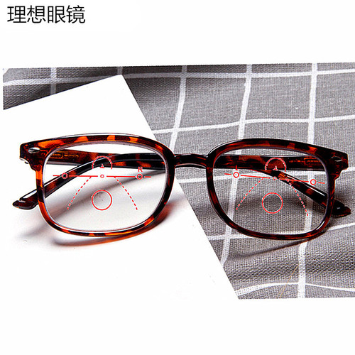 New retro progressive multi-focus reading glasses for both distance and near use multifunctional two-color plastic frame glasses for men and women