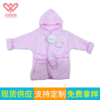 厂家批发全棉毛巾儿童浴衣卡通睡衣婴儿连帽浴巾宝宝卡通披肩|ms