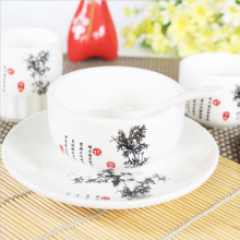 酒店饭店用品陶瓷摆台餐具四件套加厚烤花消毒餐厅盘碗杯套装碗碟