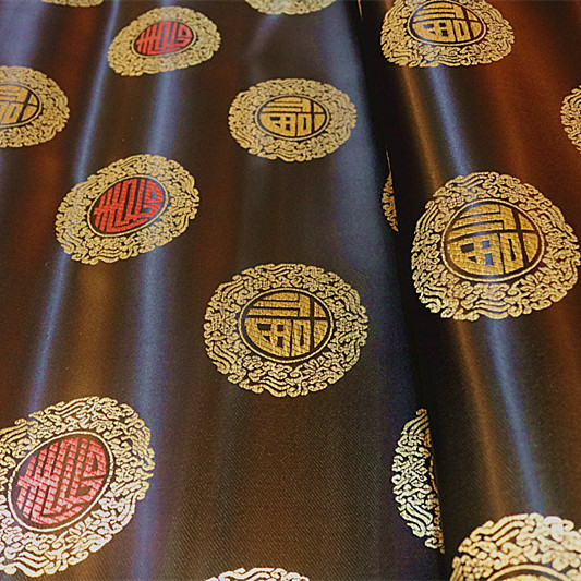 福厂家直销 福寿团 人丝织锦缎丝绸 唐装古装寿衣旗袍面料布料