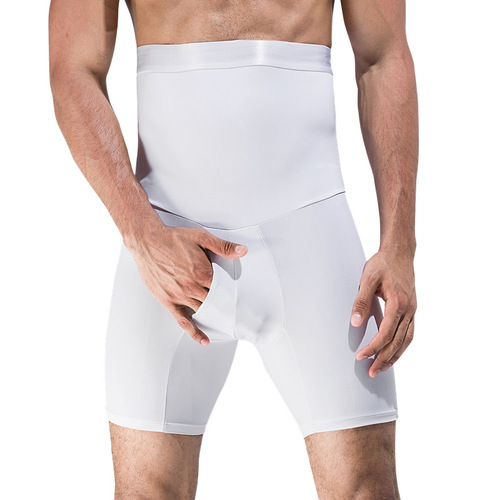 Men's breathable double-layer waist shaping, butt lifting, leg shaping, high waist shaping pants, three-quarter length pants, tummy control waistband pants NY126