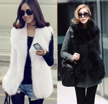 厂家直销皮草批发仿狐狸毛皮草马甲翻领马甲中长款仿皮草马甲代发