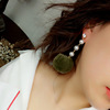 Earrings, demi-season fashionable chain from pearl, Korean style