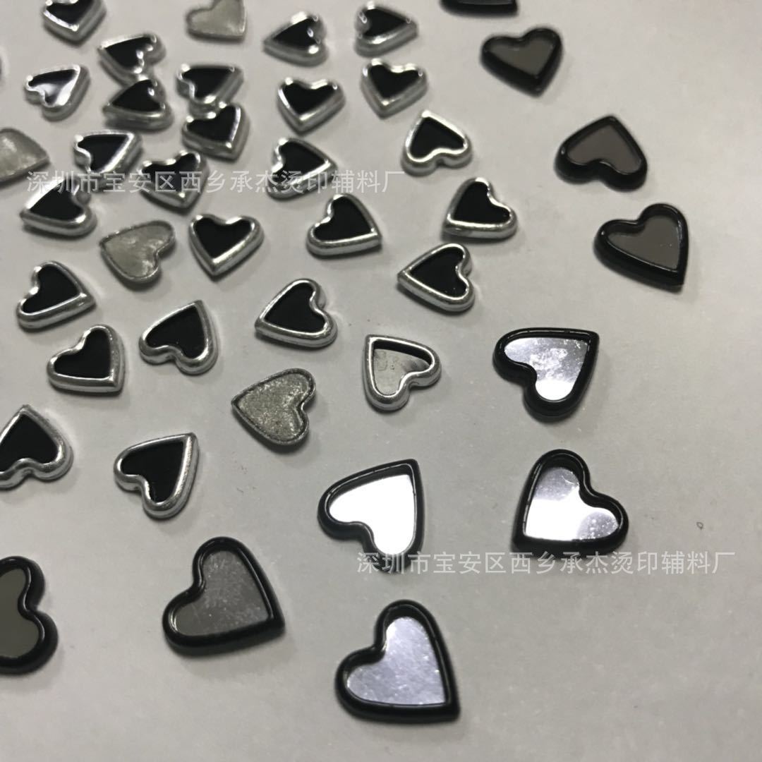 进口包边镜片 心形包边镜面片 服装辅料烫图鞋面烫钻热烫印饰品