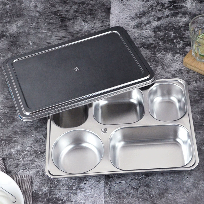 Dinner plate for elementary school students stainless steel, wholesale, increased thickness