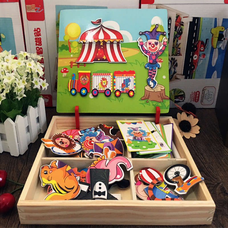 Rompecabezas de educación temprana para niños características faciales rompecabezas magnético pegatinas magnéticas que se cambian de ropa 3-6 años de edad juguetes de jardín de infantes Rompecabezas 2 al por mayor