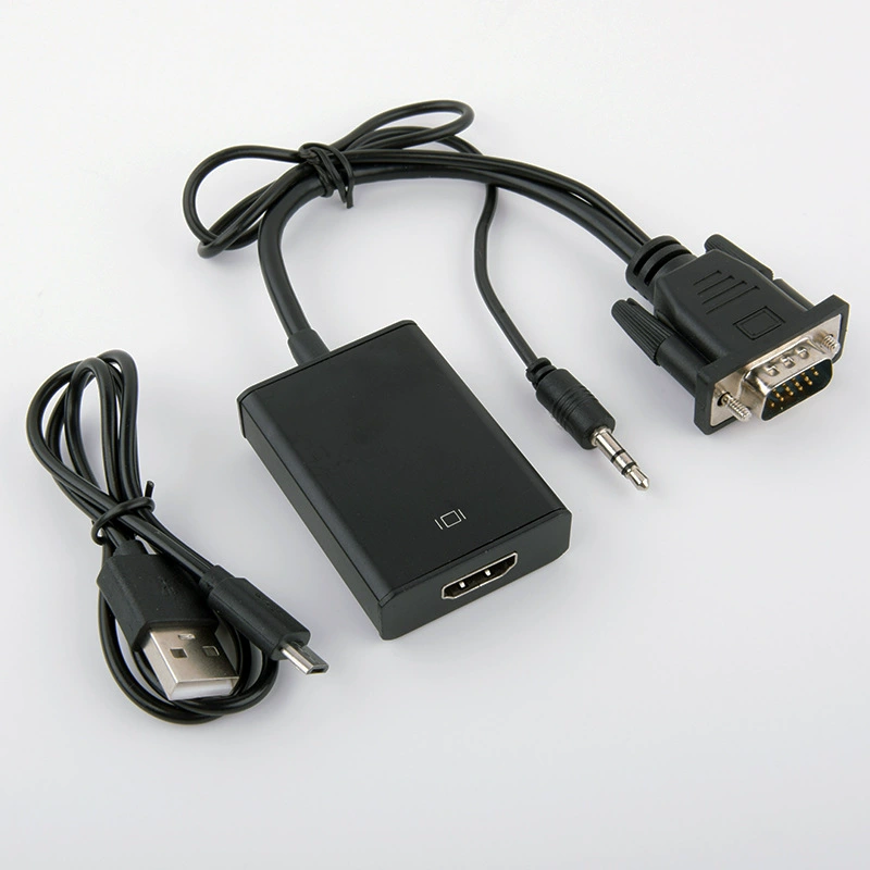 VGA в HDMI конвертер с кабелем аудио, подключение VGA к HDMI для ноутбука и дисплея