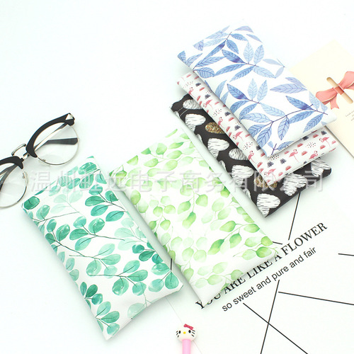 New Korean small and fresh automatic elastic closing glasses bag elastic closing pu waterproof bundle pocket mobile phone sunglasses bag