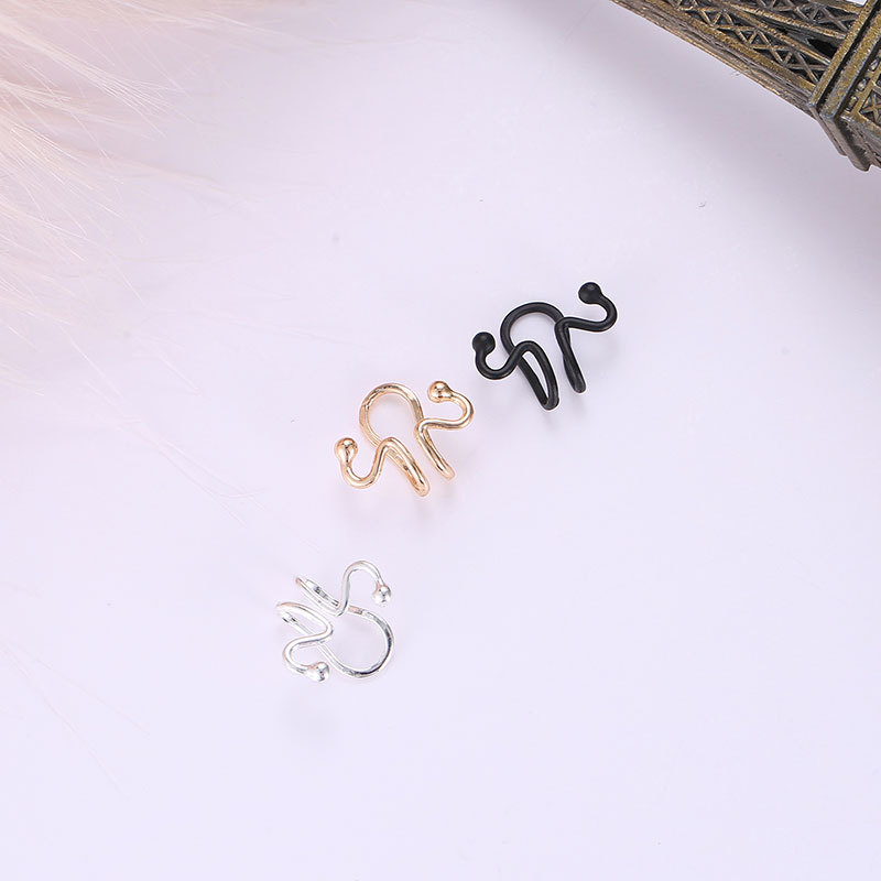 Personalizado exagerado simple serpiente hueso matchhead curva forma geométrica clip de oreja pendientes sin oreja populares femeninos