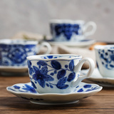 Японский импортный керамический кофейный сине-белый красный (черный) чай, чайная чашка