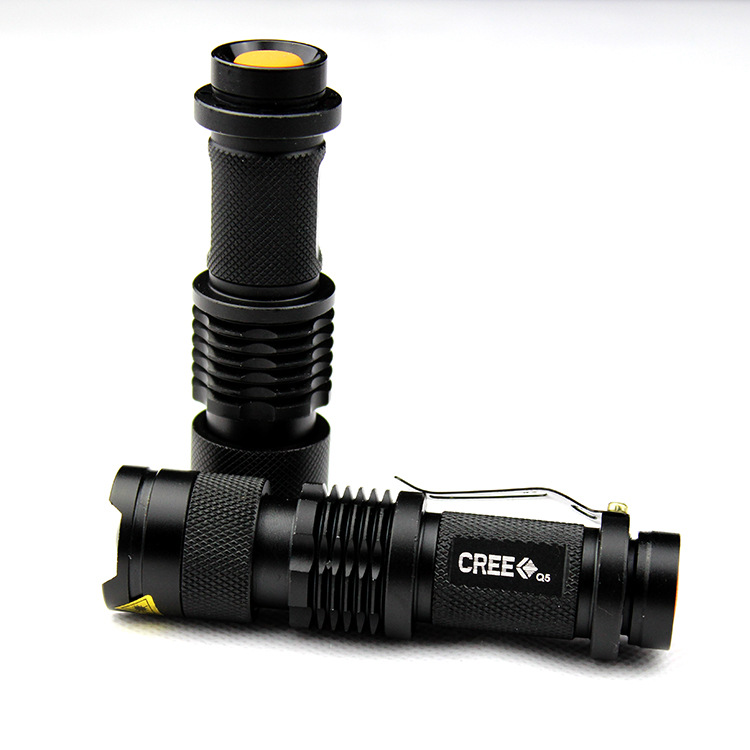 CREE Q5 调光迷你强光手电筒 SK68两用电源伸缩变焦 源头工厂批发