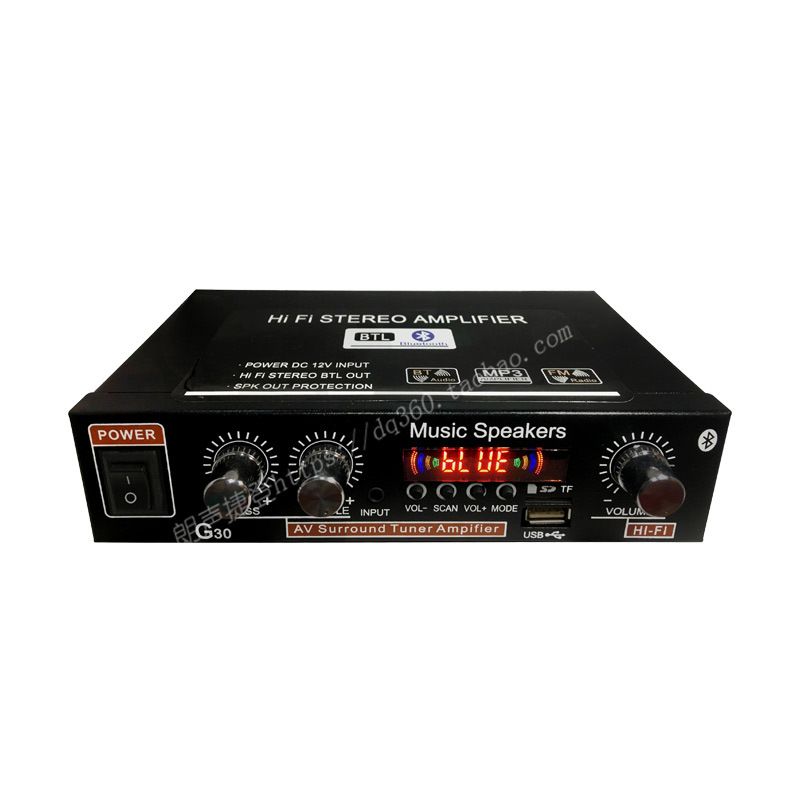 Hogar de dos vías amplificador de potencia digital Car Audio Bluetooth 12V AMPLIFICADOR DE POTENCIA DE $ number canales amplificador de potencia G30