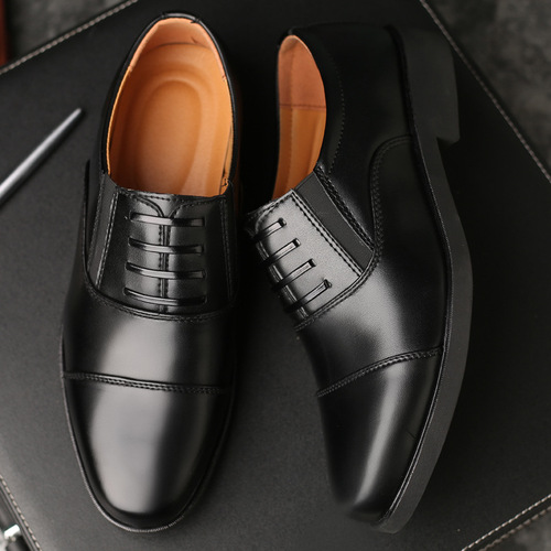 Men's Formal Leather Shoes with Three-Striped Leather, Formal Suit Shoes for Men, Business and Leisure Shoes, Work Safety Shoes, Security Officer Shoes