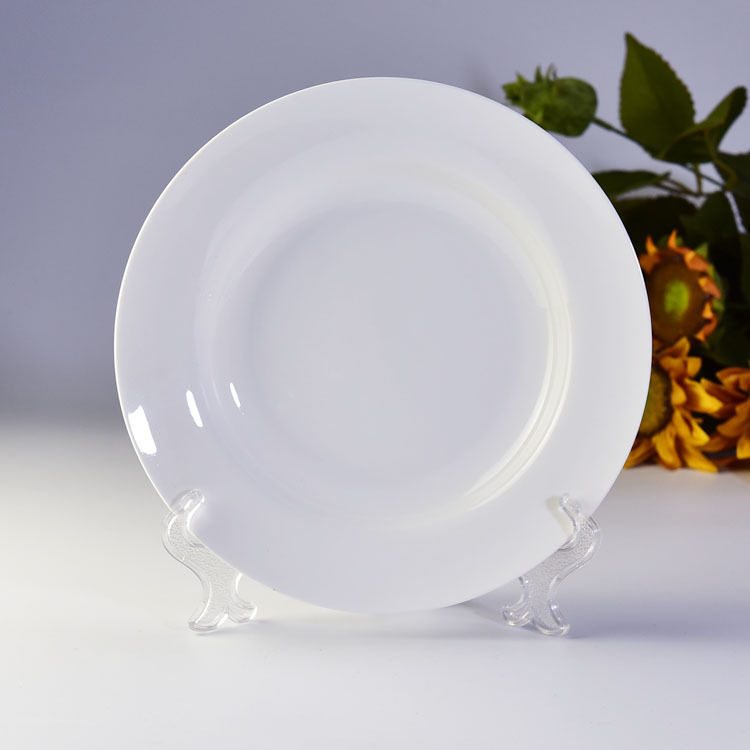 Factory wholesale pure white bone china tableware household bowls and dishes set 8 inch soup plate white Tire Custom pattern