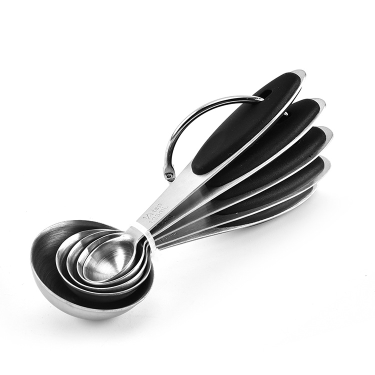 Directo de fábrica de acero inoxidable taza de medición de cinco piezas de café cuchara traje de condimento cuchara para hornear gadget utensilios de cocina
